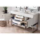 James Martin Columbia 59" Double Vanity Glossy White with Glossy White Composite Top 388-V59D-GW-BN-GW