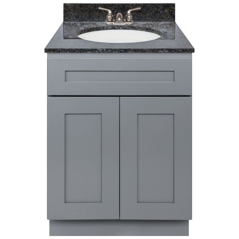 Cherry Bathroom Vanity 24", Blue Butterfly Granite Top, Faucet LB3B BB254-24CG-3B