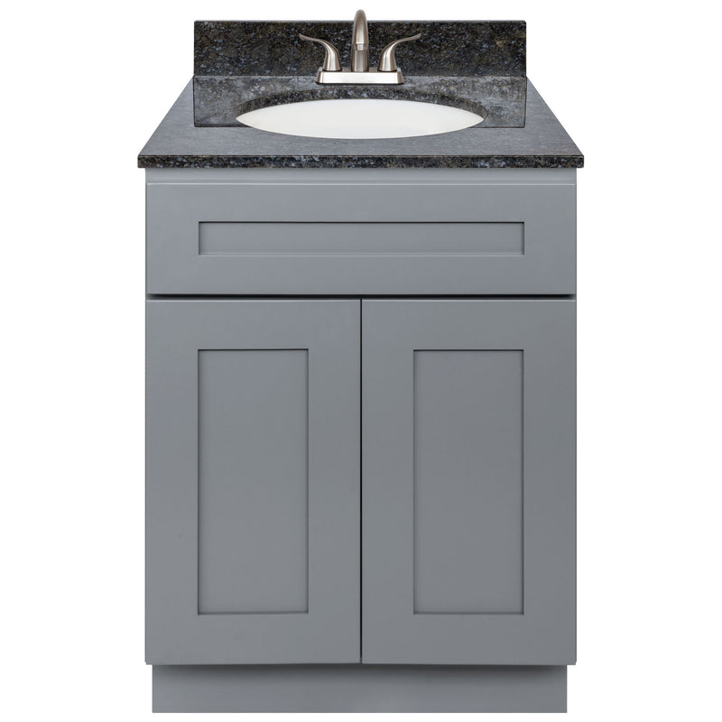 Cherry Bathroom Vanity 24", Blue Butterfly Granite Top, Faucet LB5B BB254-24CG-5B