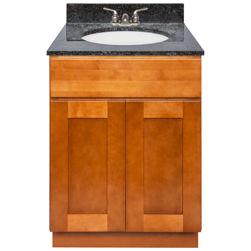 Brown Bathroom Vanity 24", Blue Butterfly Granite Top, Faucet LB3B BB254-24NP-3B