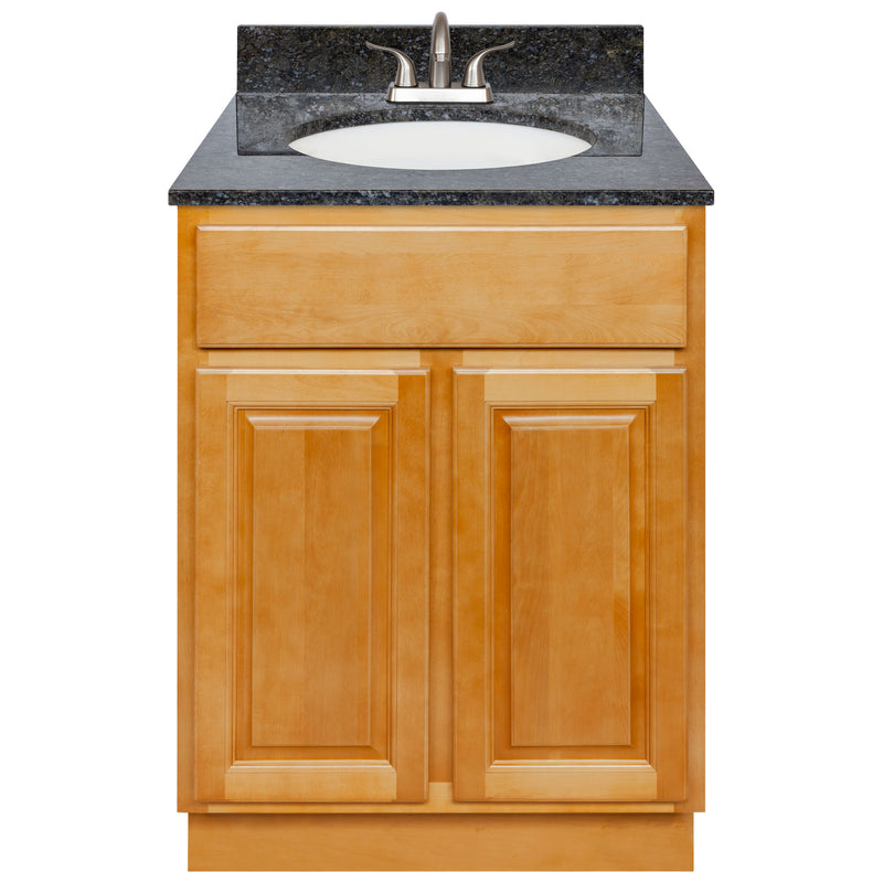 Brown Bathroom Vanity 24", Blue Butterfly Granite Top, Faucet LB5B BB254-24RC-5B