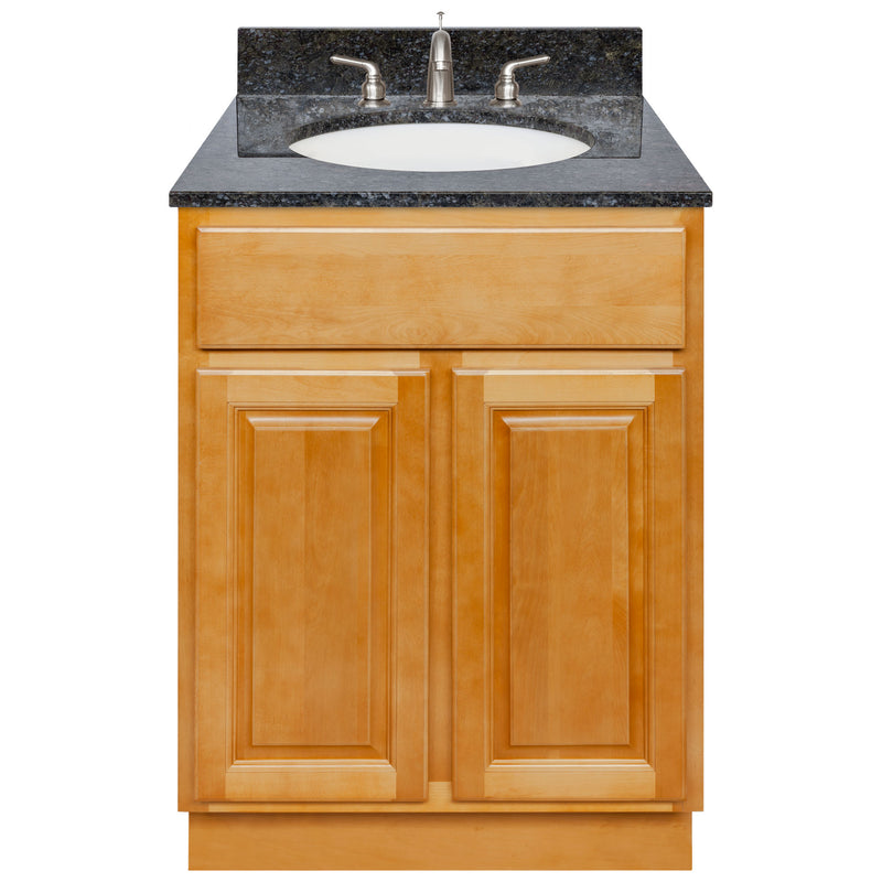 Brown Bathroom Vanity 24", Blue Butterfly Granite Top, Faucet LB4B BB258-24RC-4B