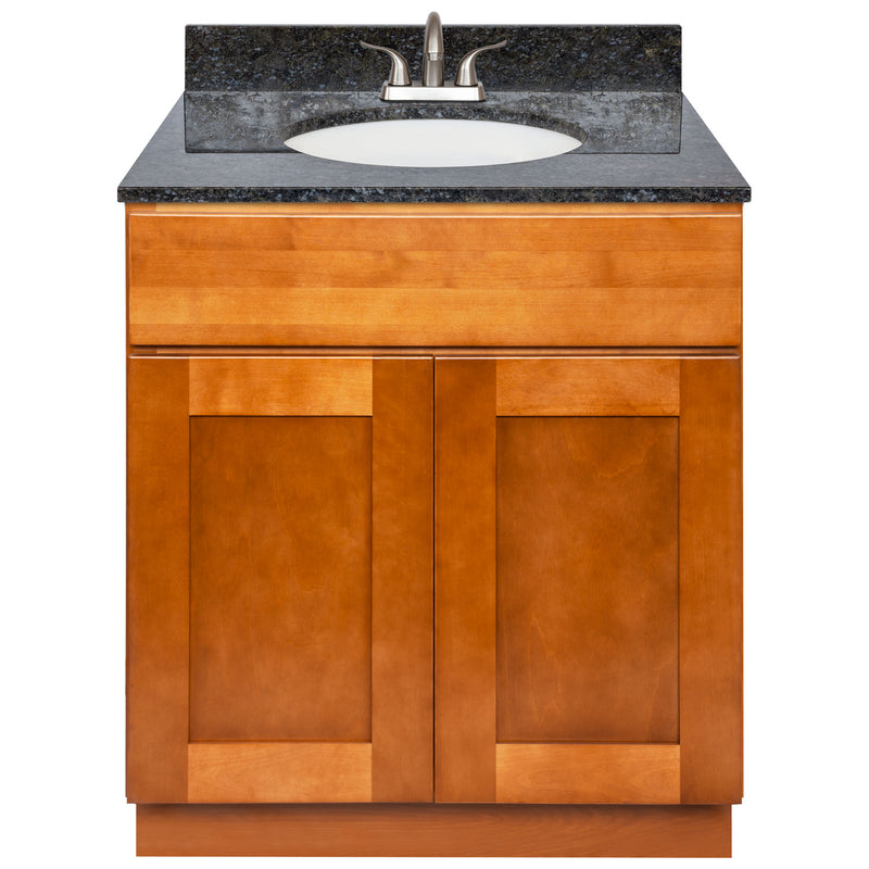 Brown Bathroom Vanity 30", Blue Butterfly Granite Top, Faucet LB5B BB314-30NP-5B