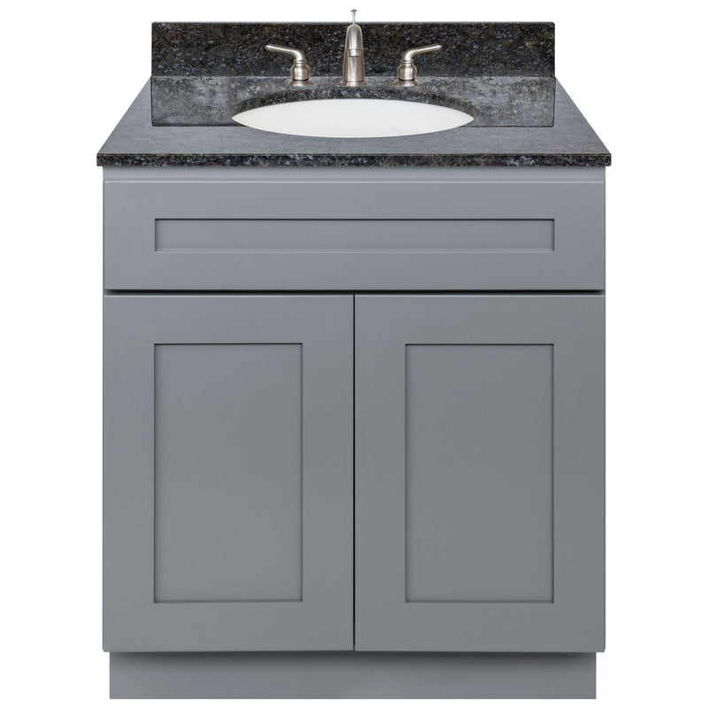 Cherry Bathroom Vanity 30", Blue Butterfly Granite Top, Faucet LB4B BB318-30CG-4B