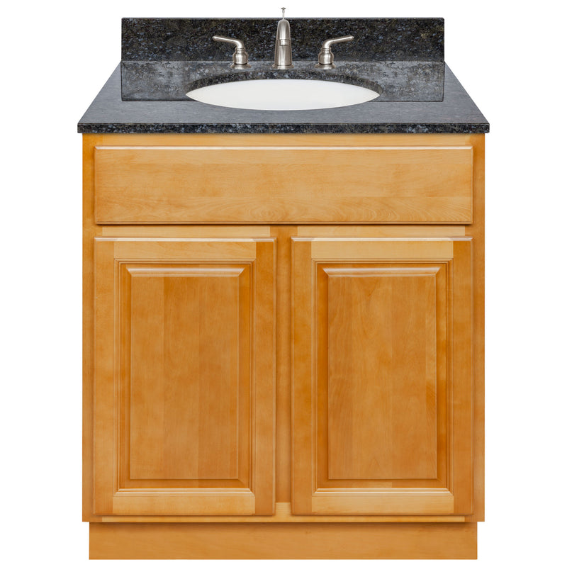 Brown Bathroom Vanity 30", Blue Butterfly Granite Top, Faucet LB4B BB318-30RC-4B