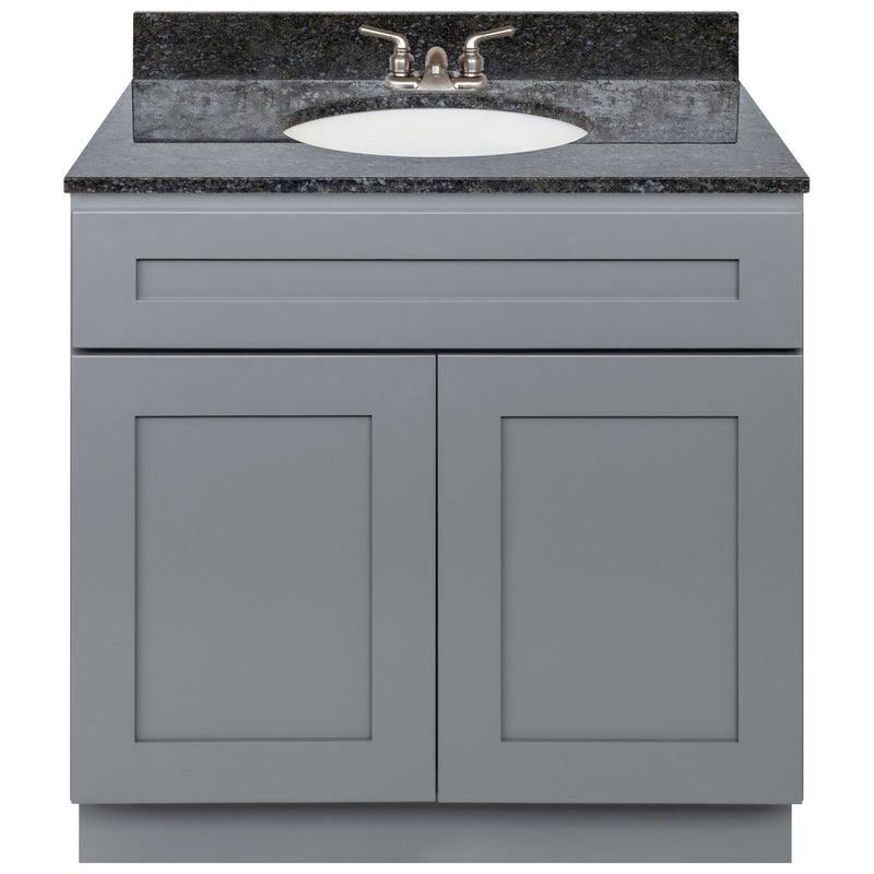 Cherry Bathroom Vanity 36", Blue Butterfly Granite Top, Faucet LB3B BB374-36CG-3B