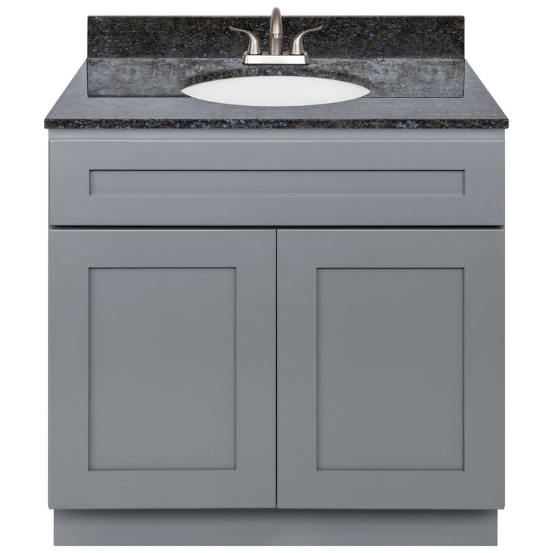 Cherry Bathroom Vanity 36", Blue Butterfly Granite Top, Faucet LB5B BB374-36CG-5B