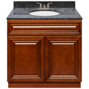 Brown Bathroom Vanity 36", Blue Butterfly Granite Top, Faucet LB3B BB374-36GN-3B