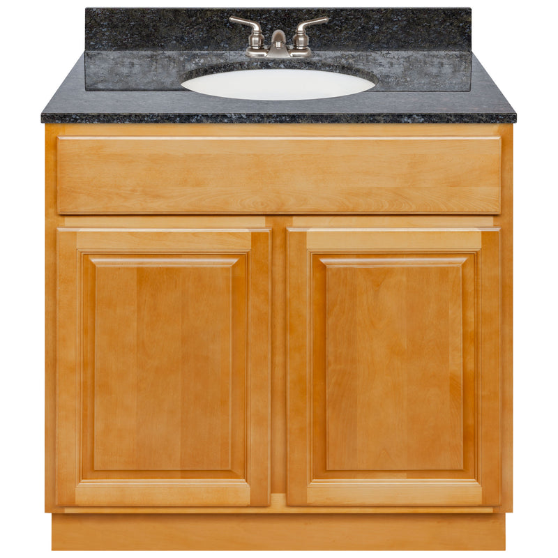 Brown Bathroom Vanity 36", Blue Butterfly Granite Top, Faucet LB3B BB374-36RC-3B