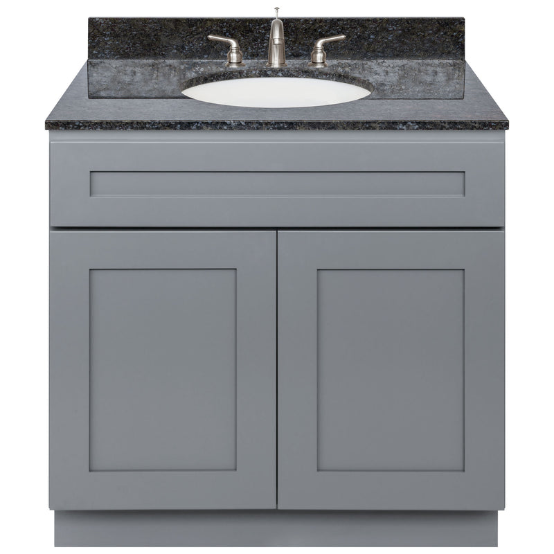 Cherry Bathroom Vanity 36", Blue Butterfly Granite Top, Faucet LB4B BB378-36CG-4B