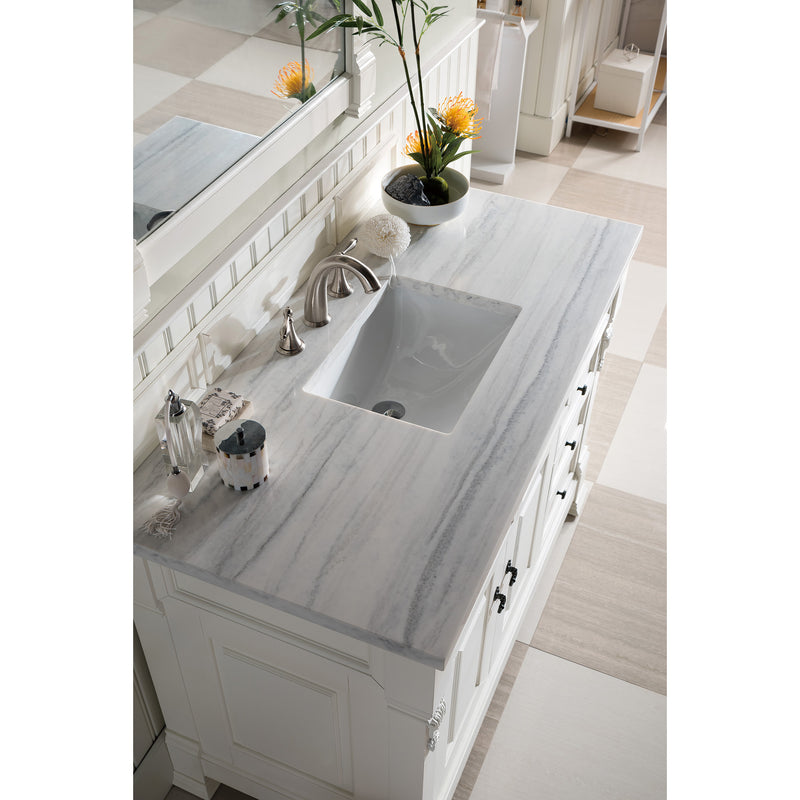 James Martin Brookfield 48" Bright White Single Vanity with 3 cm Arctic Fall Solid Surface Top 147-V48-BW-3AF