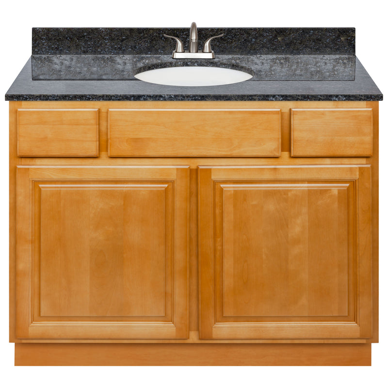 Brown Bathroom Vanity 42", Blue Butterfly Granite Top, Faucet LB5B BB434-42RC-5B