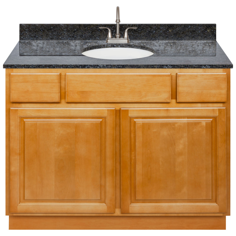 Brown Bathroom Vanity 42", Blue Butterfly Granite Top, Faucet LB6B BB434-42RC-6B