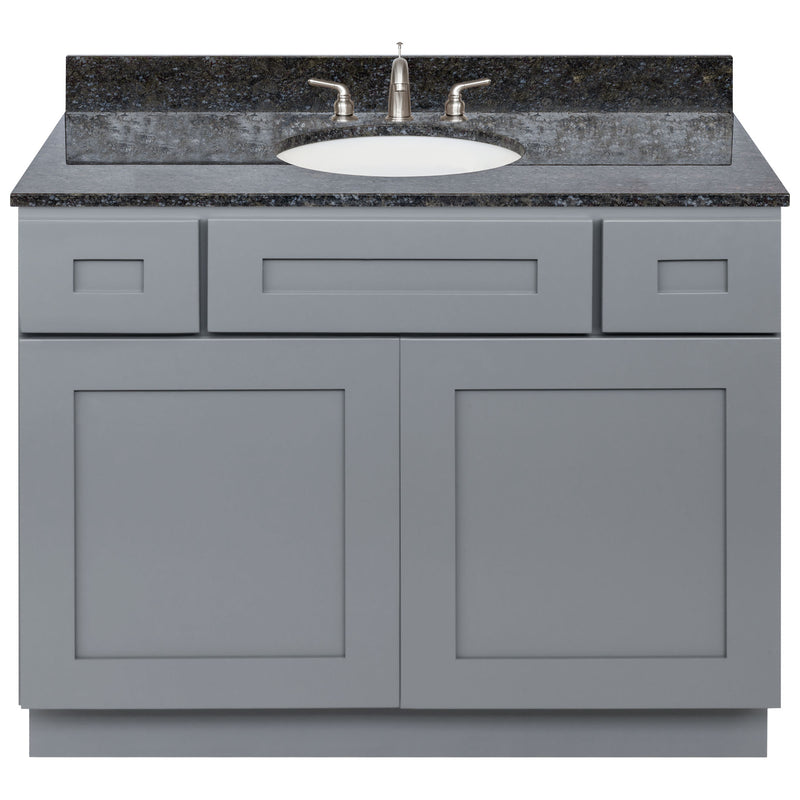 Cherry Bathroom Vanity 42", Blue Butterfly Granite Top, Faucet LB4B BB438-42CG-4B