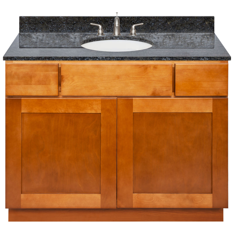 Brown Bathroom Vanity 42", Blue Butterfly Granite Top, Faucet LB4B BB438-42NP-4B