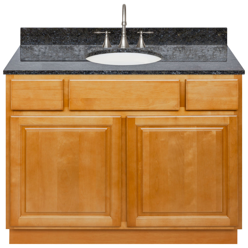 Brown Bathroom Vanity 42", Blue Butterfly Granite Top, Faucet LB7B BB438-42RC-7B