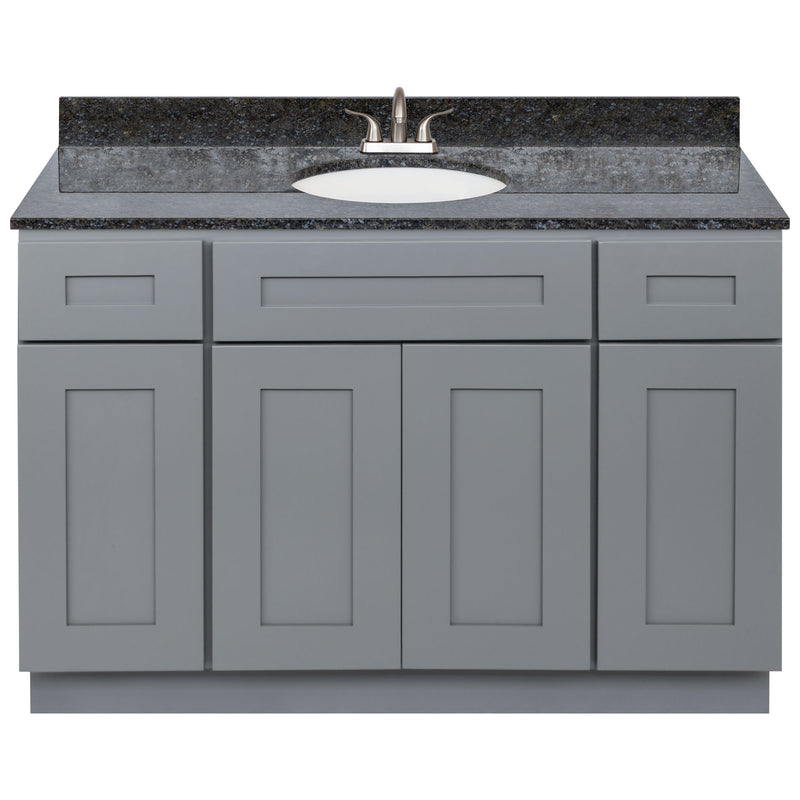 Cherry Bathroom Vanity 48", Blue Butterfly Granite Top, Faucet LB5B BB494-48CG-5B