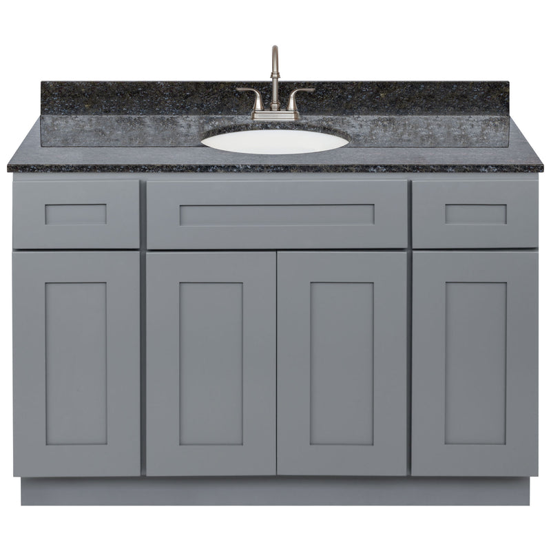 Cherry Bathroom Vanity 48", Blue Butterfly Granite Top, Faucet LB6B BB494-48CG-6B