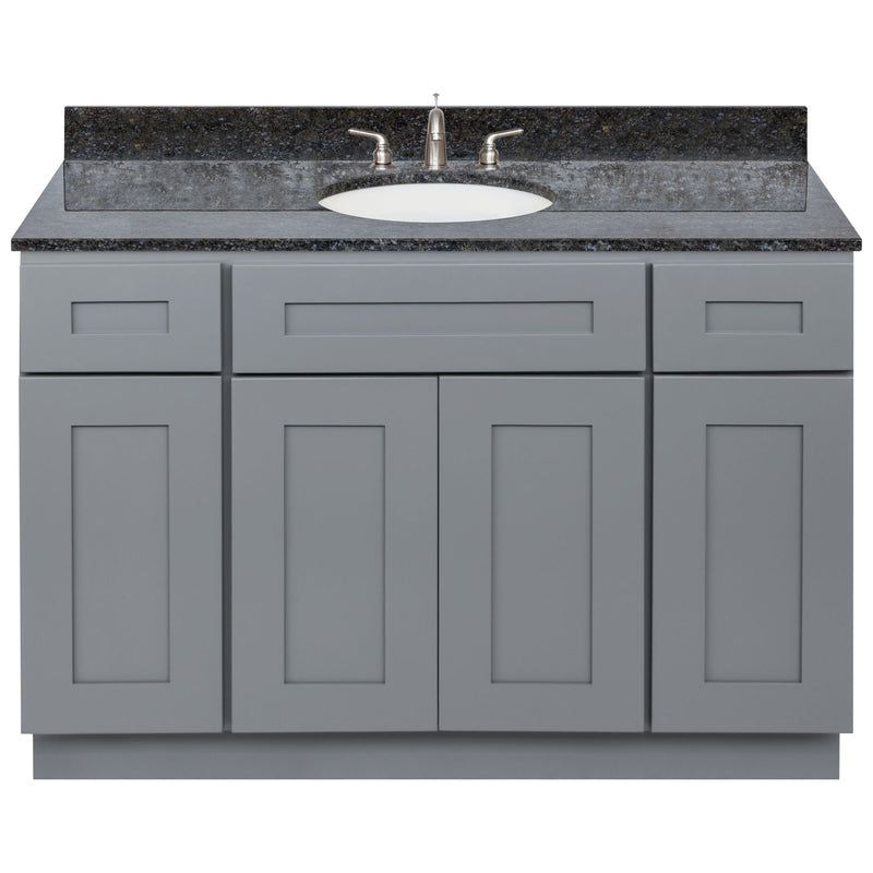 Cherry Bathroom Vanity 48", Blue Butterfly Granite Top, Faucet LB4B BB498-48CG-4B