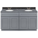 Cherry Double Bathroom Vanity 60", Blue Butterfly Granite Top, Faucet LB3B BB614-60CG-3B