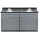 Cherry Double Bathroom Vanity 60", Blue Butterfly Granite Top, Faucet LB5B BB614-60CG-5B