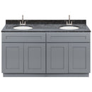 Cherry Double Bathroom Vanity 60", Blue Butterfly Granite Top, Faucet LB6B BB614-60CG-6B