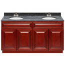 Cherry Double Bathroom Vanity 60", Blue Butterfly Granite Top, Faucet LB5B BB614-60CH-5B