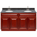 Cherry Double Bathroom Vanity 60", Blue Butterfly Granite Top, Faucet LB6B BB614-60CH-6B