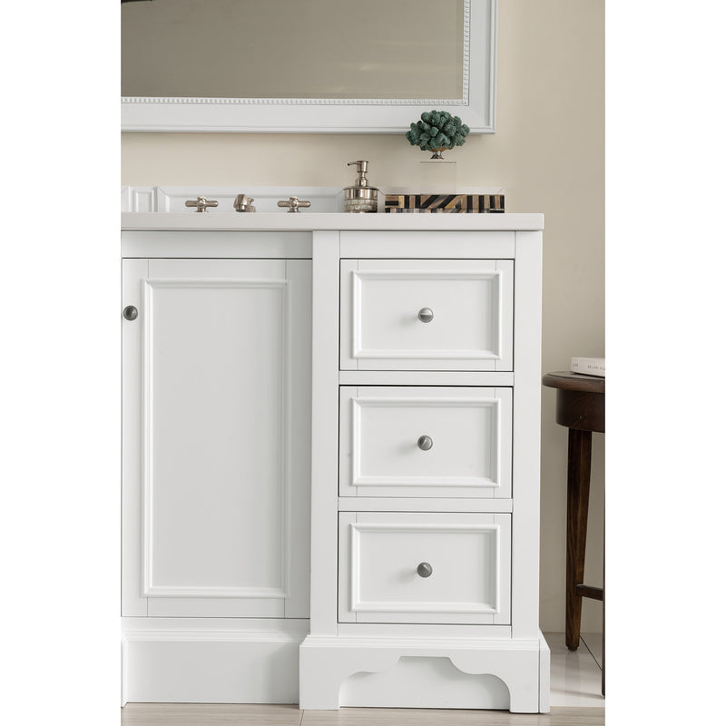 James Martin De Soto 48" Single Vanity Bright White with 3 cm Classic White Quartz Top 825-V48-BW-3CLW