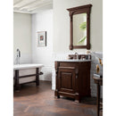 James Martin Brookfield 26" Burnished Mahogany Single Vanity with 3 cm Carrara Marble Top 147-114-V26-BNM-3CAR