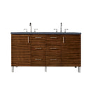 James Martin Metropolitan 60" Double Vanity American Walnut with 3 cm Charcoal Soapstone Quartz Top 850-V60D-AWT-3CSP