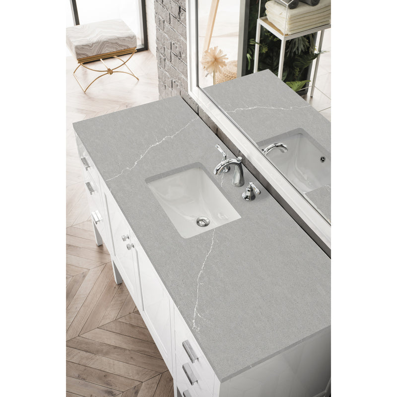 James Martin Addison 60" Single Vanity Cabinet Glossy White with 3 cm Eternal Serena Top E444-V60S-GW-3ESR