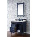 James Martin Brittany 36" Victory Blue Single Vanity with 3 cm Eternal Jasmine Pearl Quartz Top 650-V36-VBL-3EJP