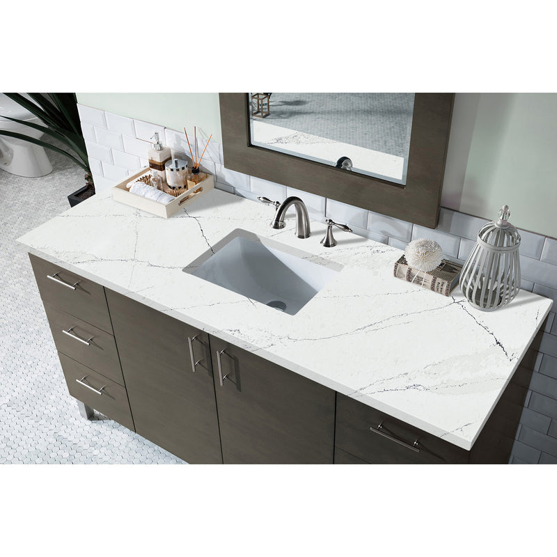 James Martin Metropolitan 60" Single Vanity Silver Oak with 3 cm Ethereal Noctis Quartz Top 850-V60S-SOK-3ENC