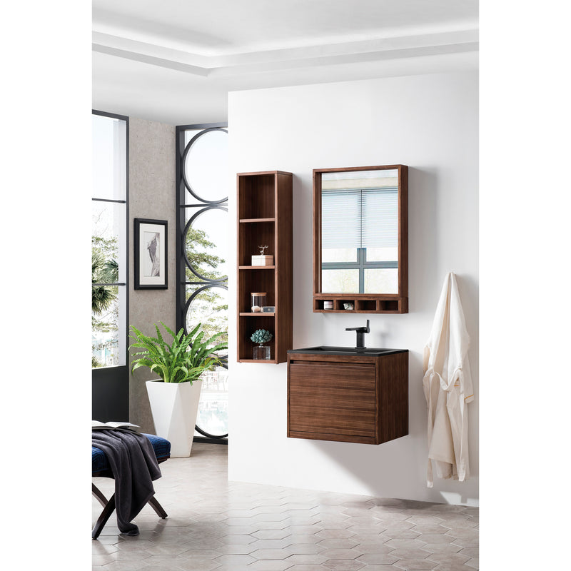 James Martin Milan 23.6" Single Vanity Cabinet Mid Century Walnut with Charcoal Black Composite Top 801V23.6WLTCHB