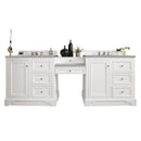 James Martin De Soto 94" Double Vanity Set Bright White with Makeup Table 3 cm Eternal Serena Quartz Top 825-V94-BW-DU-ESR