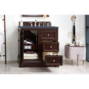 James Martin De Soto 36" Single Vanity Burnished Mahogany with 3 cm Charcoal Soapstone Quartz Top 825-V36-BNM-3CSP