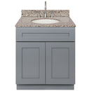 Cherry Bathroom Vanity 30", Burlywood Granite Top, Faucet LB7B BU318-30CG-7B