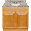 Brown Bathroom Vanity 36", Burlywood Granite Top, Faucet LB3B BU374-36RC-3B