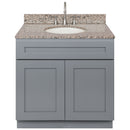 Cherry Bathroom Vanity 36", Burlywood Granite Top, Faucet LB7B BU378-36CG-7B