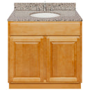 Brown Bathroom Vanity 36", Burlywood Granite Top, Faucet LB4B BU378-36RC-4B