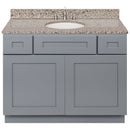 Cherry Bathroom Vanity 42", Burlywood Granite Top, Faucet LB4B BU438-42CG-4B