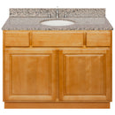 Brown Bathroom Vanity 42", Burlywood Granite Top, Faucet LB4B BU438-42RC-4B