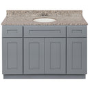 Cherry Bathroom Vanity 48", Burlywood Granite Top, Faucet LB3B BU494-48CG-3B