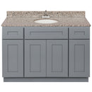 Cherry Bathroom Vanity 48", Burlywood Granite Top, Faucet LB5B BU494-48CG-5B