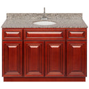 Cherry Bathroom Vanity 48", Burlywood Granite Top, Faucet LB6B BU494-48CH-6B