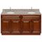 Brown Double Bathroom Vanity 60", Burlywood Granite Top, Faucet LB6B BU614-60GN-6B