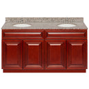 Cherry Double Bathroom Vanity 60", Burlywood Granite Top, Faucet LB4B BU618-60CH-4B