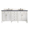 James Martin Brittany 72" Bright White Double Vanity with 3 cm Charcoal Soapstone Quartz Top 650-V72-BW-3CSP