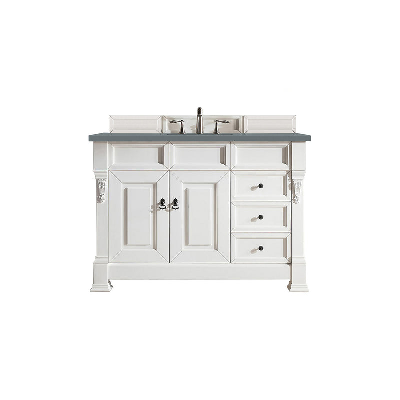 James Martin Brookfield 48" Bright White Single Vanity with 3 cm Cala Blue Quartz Top 147-V48-BW-3CBL